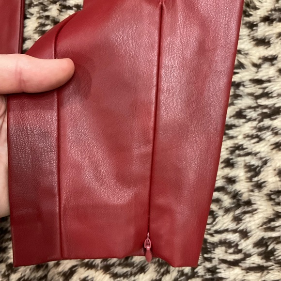 Zara Red faux leather Leggings - Picture 12 of 16